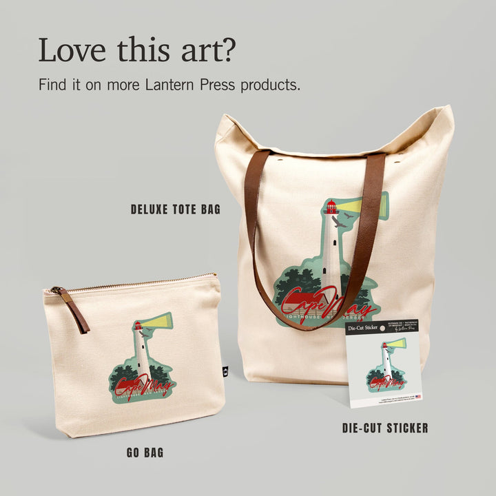 Cape May, New Jersey, Lighthouse, Vector Style, Contour, Lantern Press Artwork, Vinyl Sticker - Lantern Press