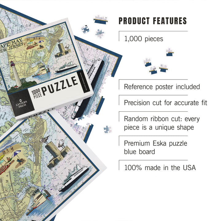 Cape May, New Jersey, Nautical Chart, Jigsaw Puzzle Puzzle Lantern Press