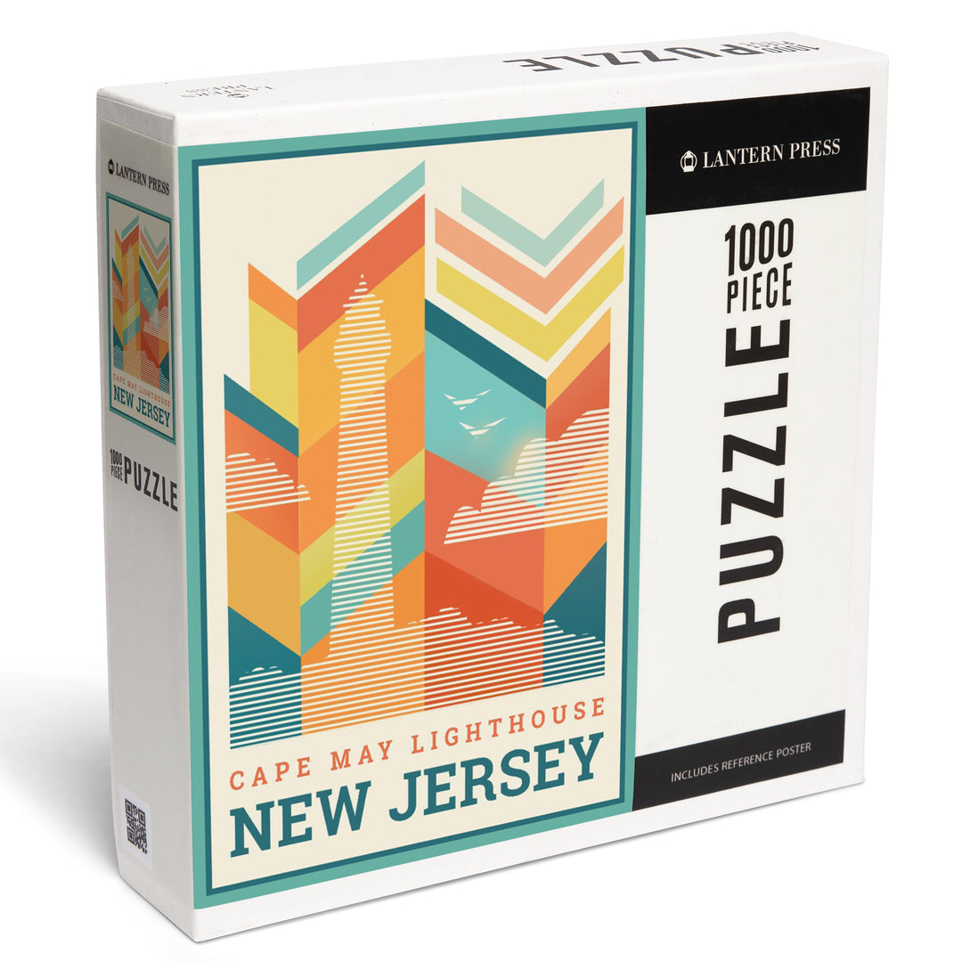 Cape May, New Jersey, Vector, Lighthouse, Jigsaw Puzzle Puzzle Lantern Press