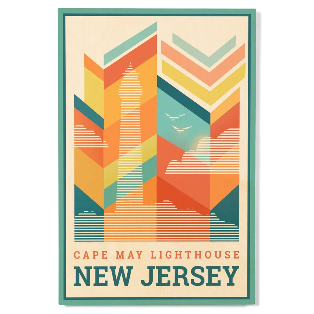 Cape May, New Jersey, Vector, Lighthouse, Lantern Press Artwork, Wood Signs and Postcards - Lantern Press