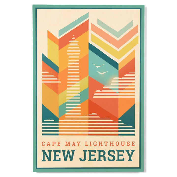 Cape May, New Jersey, Vector, Lighthouse, Lantern Press Artwork, Wood Signs and Postcards - Lantern Press