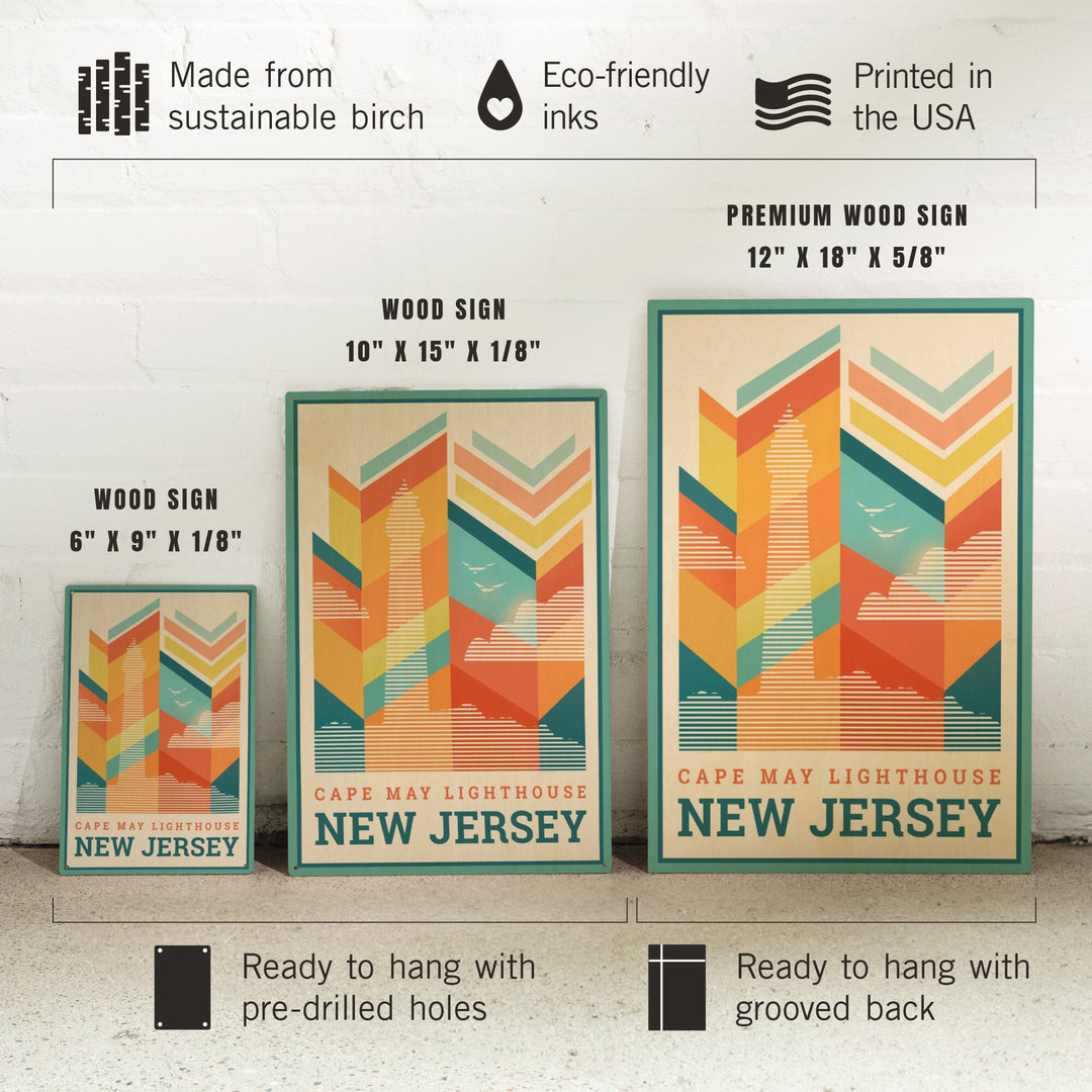 Cape May, New Jersey, Vector, Lighthouse, Lantern Press Artwork, Wood Signs and Postcards - Lantern Press