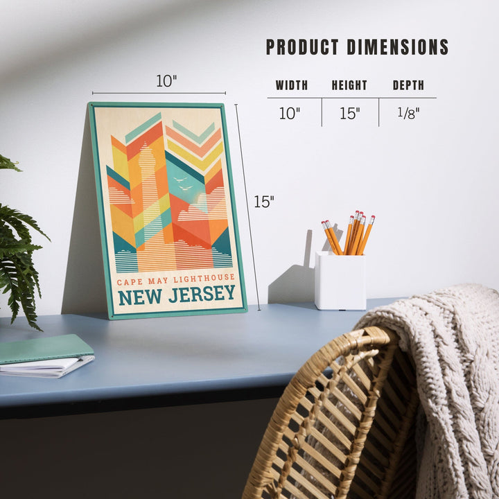 Cape May, New Jersey, Vector, Lighthouse, Lantern Press Artwork, Wood Signs and Postcards - Lantern Press