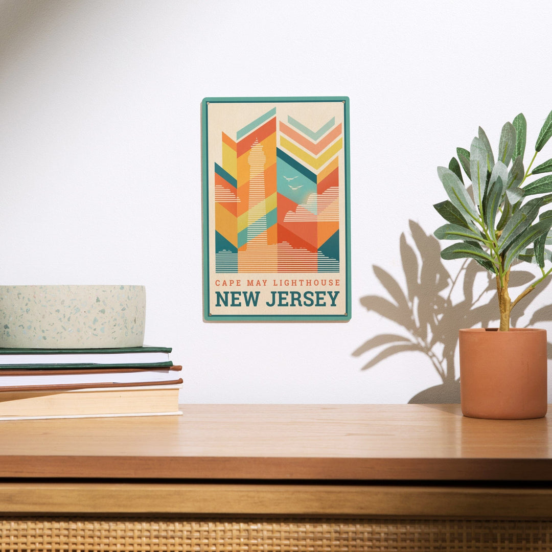 Cape May, New Jersey, Vector, Lighthouse, Lantern Press Artwork, Wood Signs and Postcards - Lantern Press