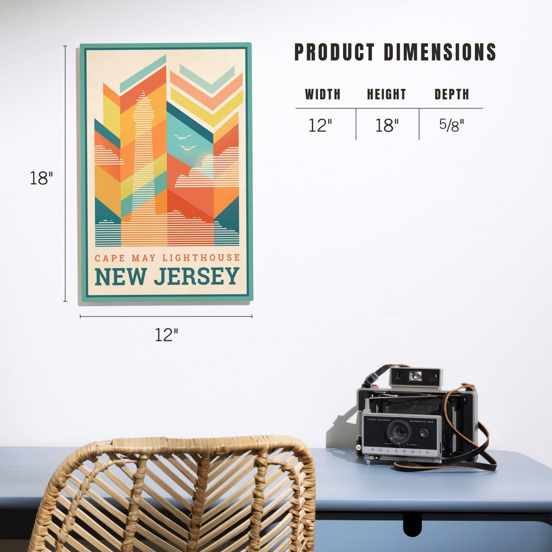 Cape May, New Jersey, Vector, Lighthouse, Lantern Press Artwork, Wood Signs and Postcards - Lantern Press