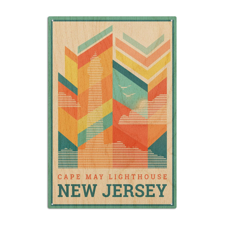 Cape May, New Jersey, Vector, Lighthouse, Lantern Press Artwork, Wood Signs and Postcards - Lantern Press