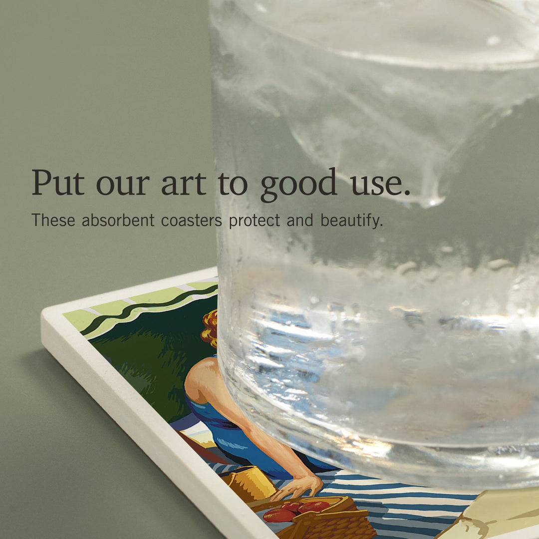 Cape May, New Jersey, Woman on Beach, Coasters Coasters Lantern Press