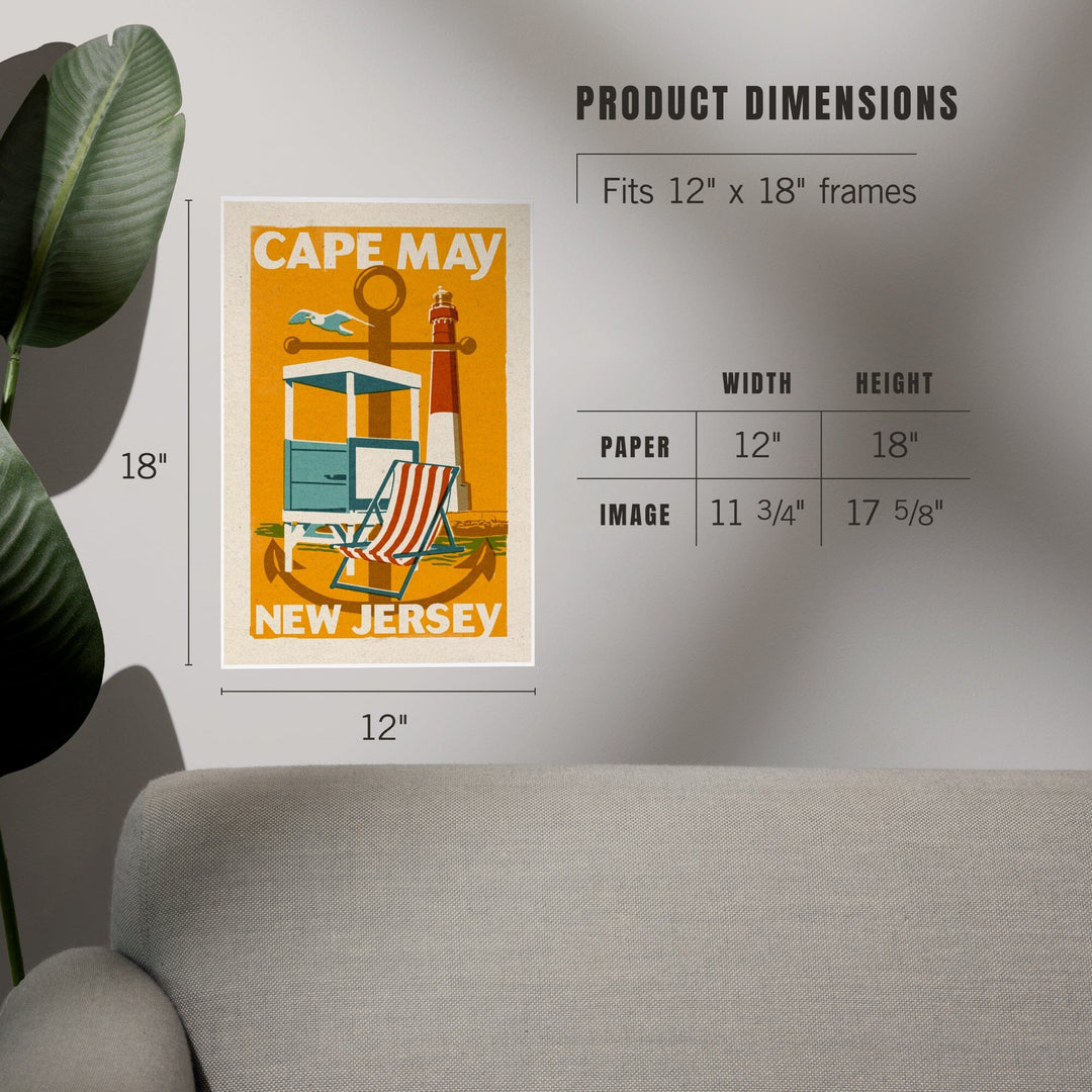 Cape May, New Jersey, Woodblock Series, Art & Giclee Prints - Lantern Press