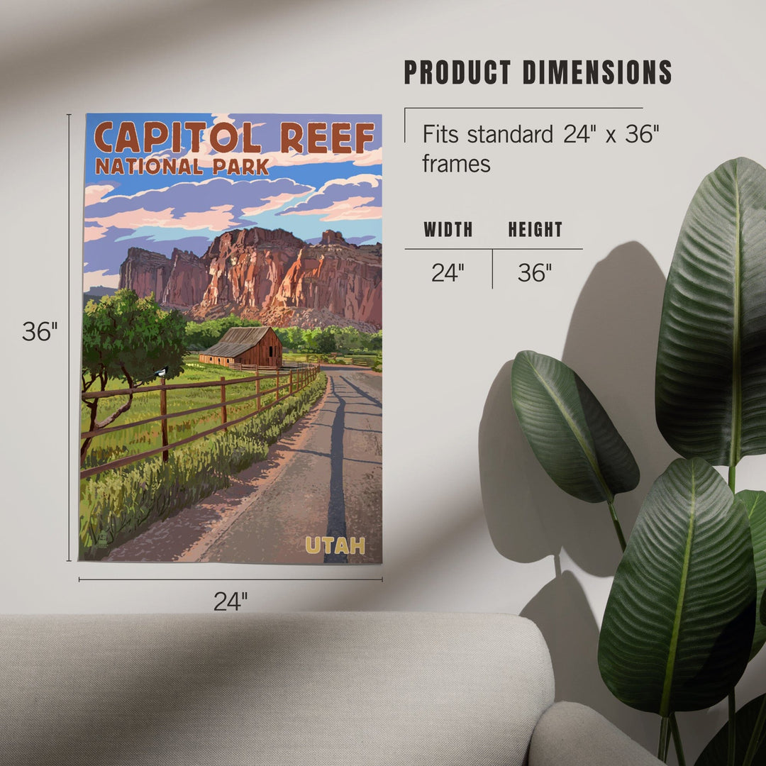 Capitol Reef National Park, Utah, Barn View, Painterly Series, Art & Giclee Prints - Lantern Press