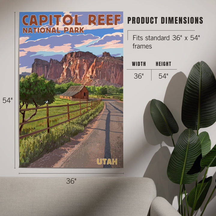 Capitol Reef National Park, Utah, Barn View, Painterly Series, Art & Giclee Prints - Lantern Press