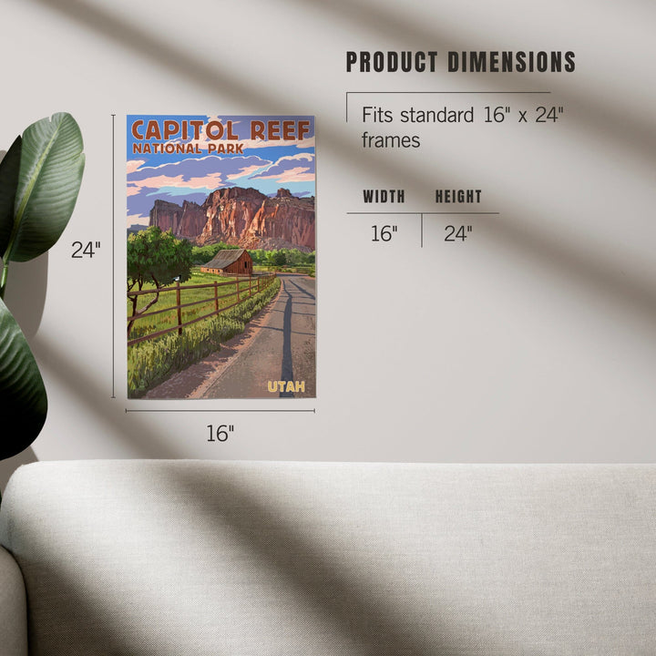 Capitol Reef National Park, Utah, Barn View, Painterly Series, Art & Giclee Prints - Lantern Press