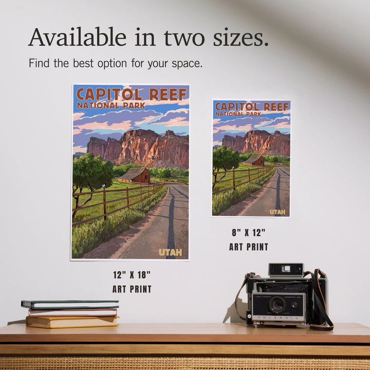 Capitol Reef National Park, Utah, Barn View, Painterly Series, Art & Giclee Prints - Lantern Press