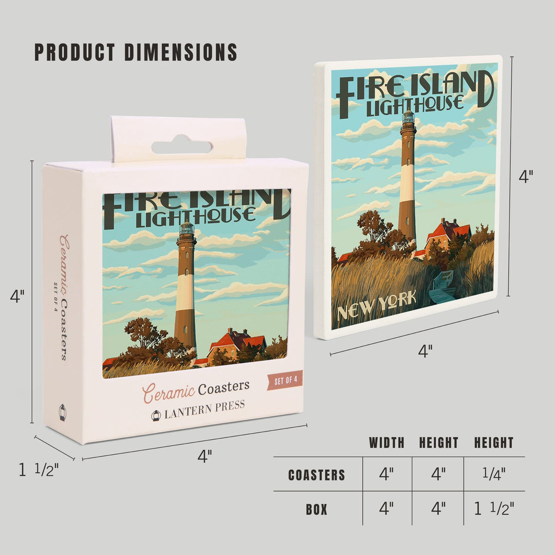 Captree Island, New York, Fire Island Lighthouses, Coasters Coasters Lantern Press