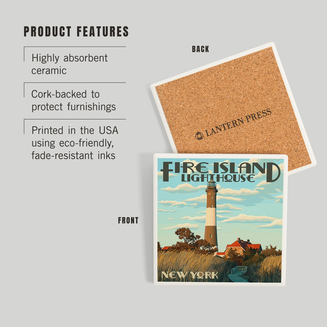 Captree Island, New York, Fire Island Lighthouses, Coasters Coasters Lantern Press