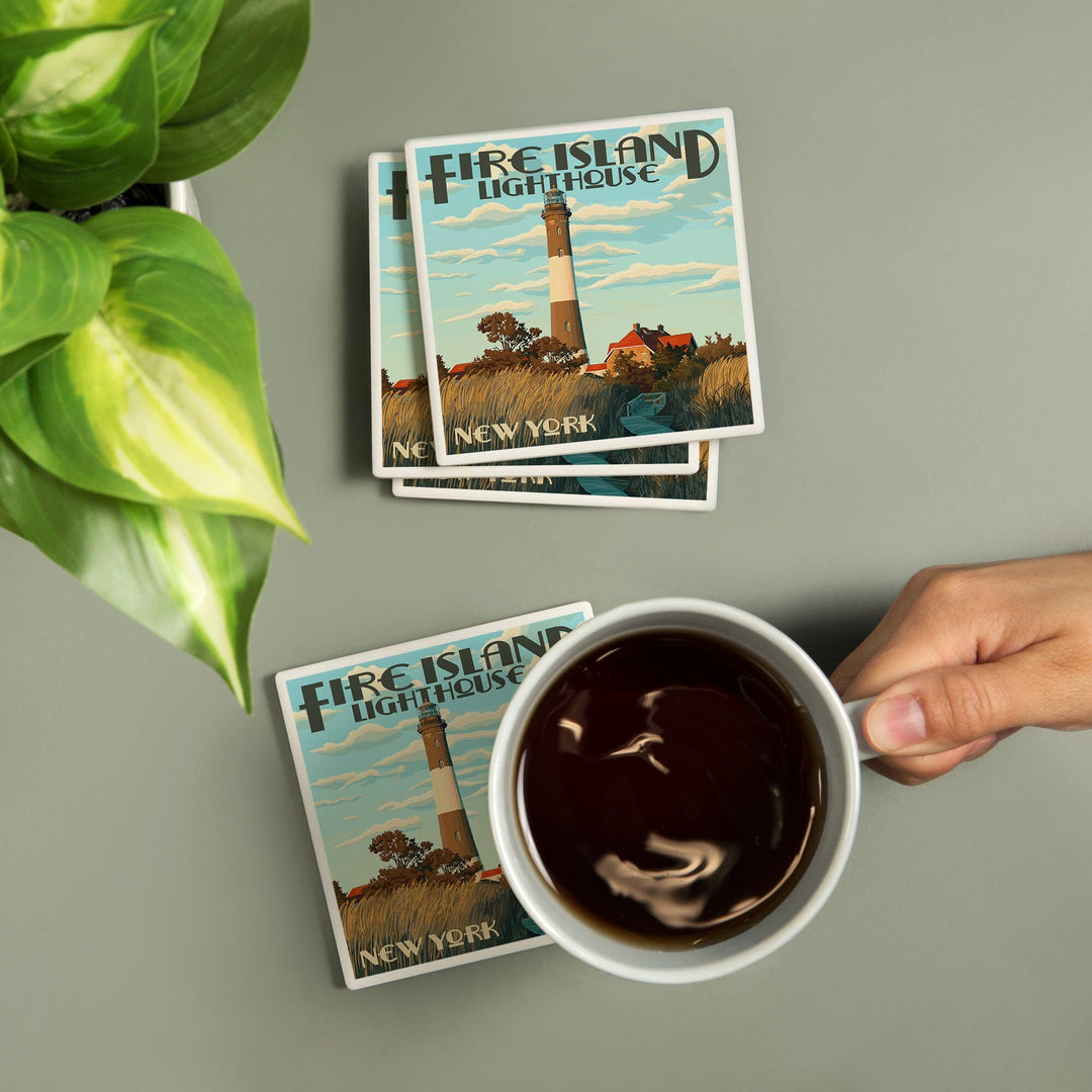 Captree Island, New York, Fire Island Lighthouses, Coasters Coasters Lantern Press