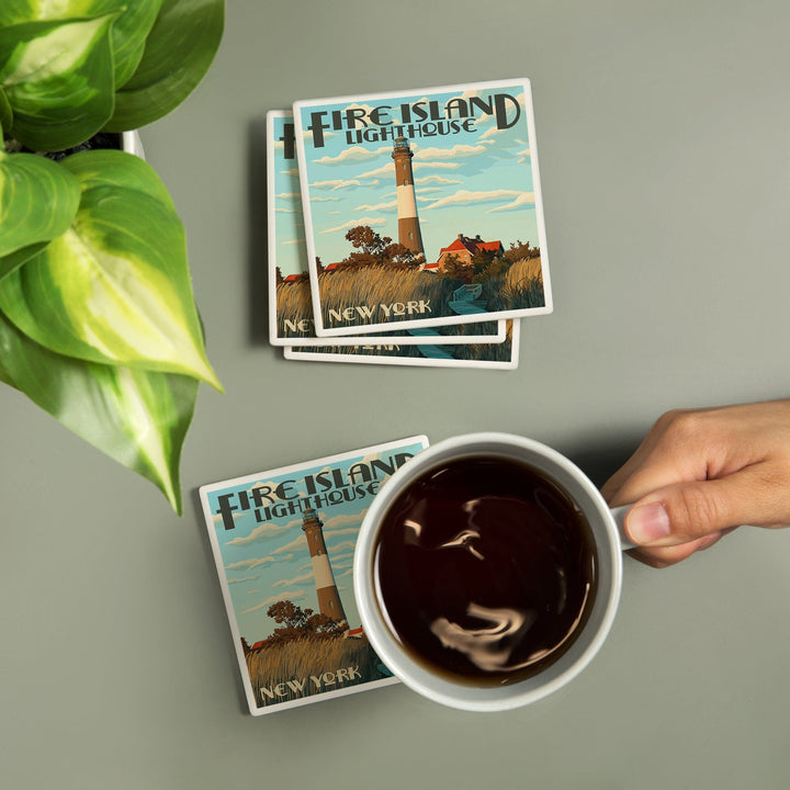 Captree Island, New York, Fire Island Lighthouses, Coasters Coasters Lantern Press