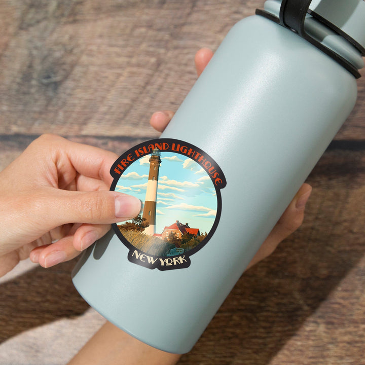 Captree Island, New York, Fire Island Lighthouses, Contour, Lantern Press Artwork, Vinyl Sticker - Lantern Press