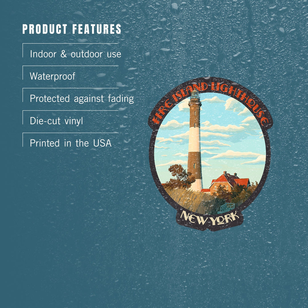 Captree Island, New York, Fire Island Lighthouses, Contour, Lantern Press Artwork, Vinyl Sticker - Lantern Press
