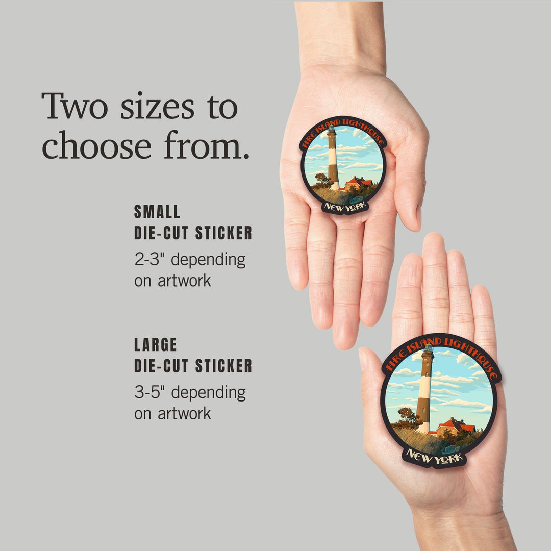 Captree Island, New York, Fire Island Lighthouses, Contour, Lantern Press Artwork, Vinyl Sticker - Lantern Press