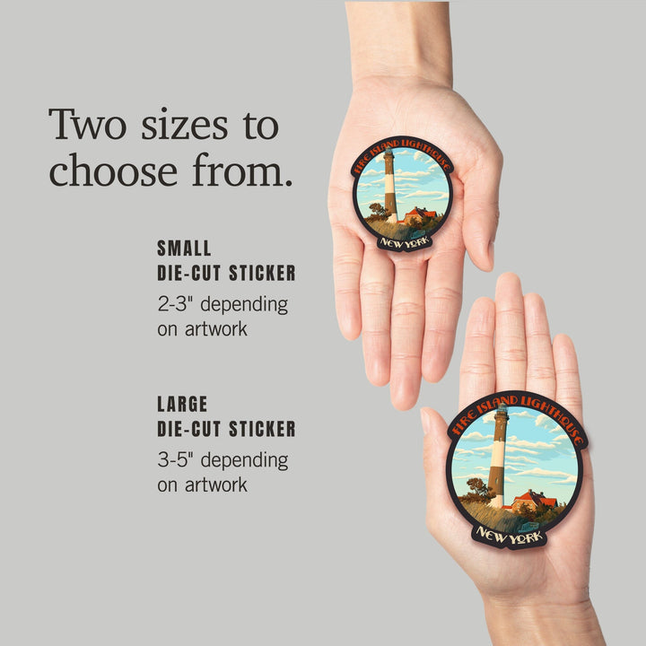 Captree Island, New York, Fire Island Lighthouses, Contour, Lantern Press Artwork, Vinyl Sticker - Lantern Press