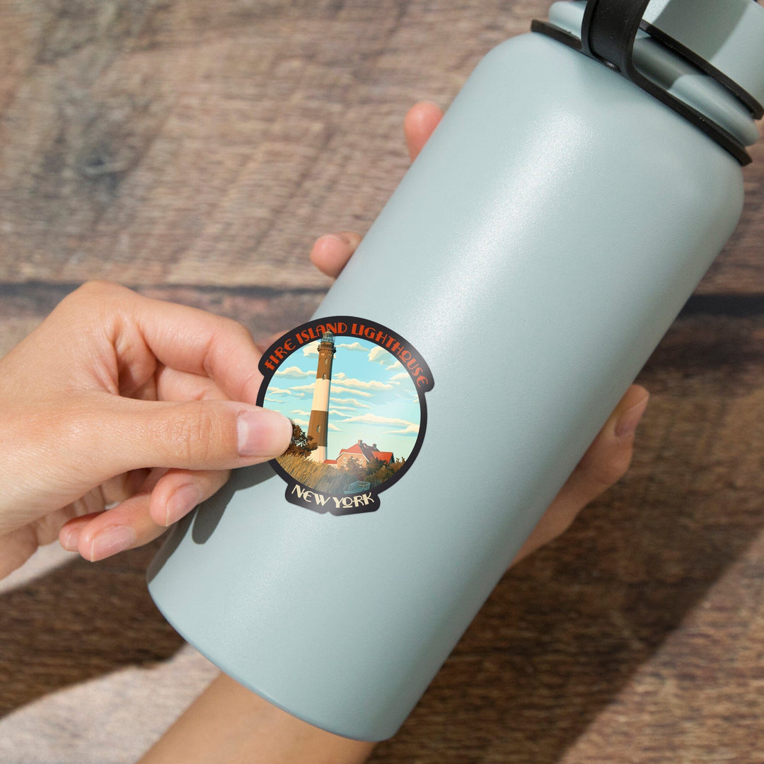 Captree Island, New York, Fire Island Lighthouses, Contour, Lantern Press Artwork, Vinyl Sticker - Lantern Press