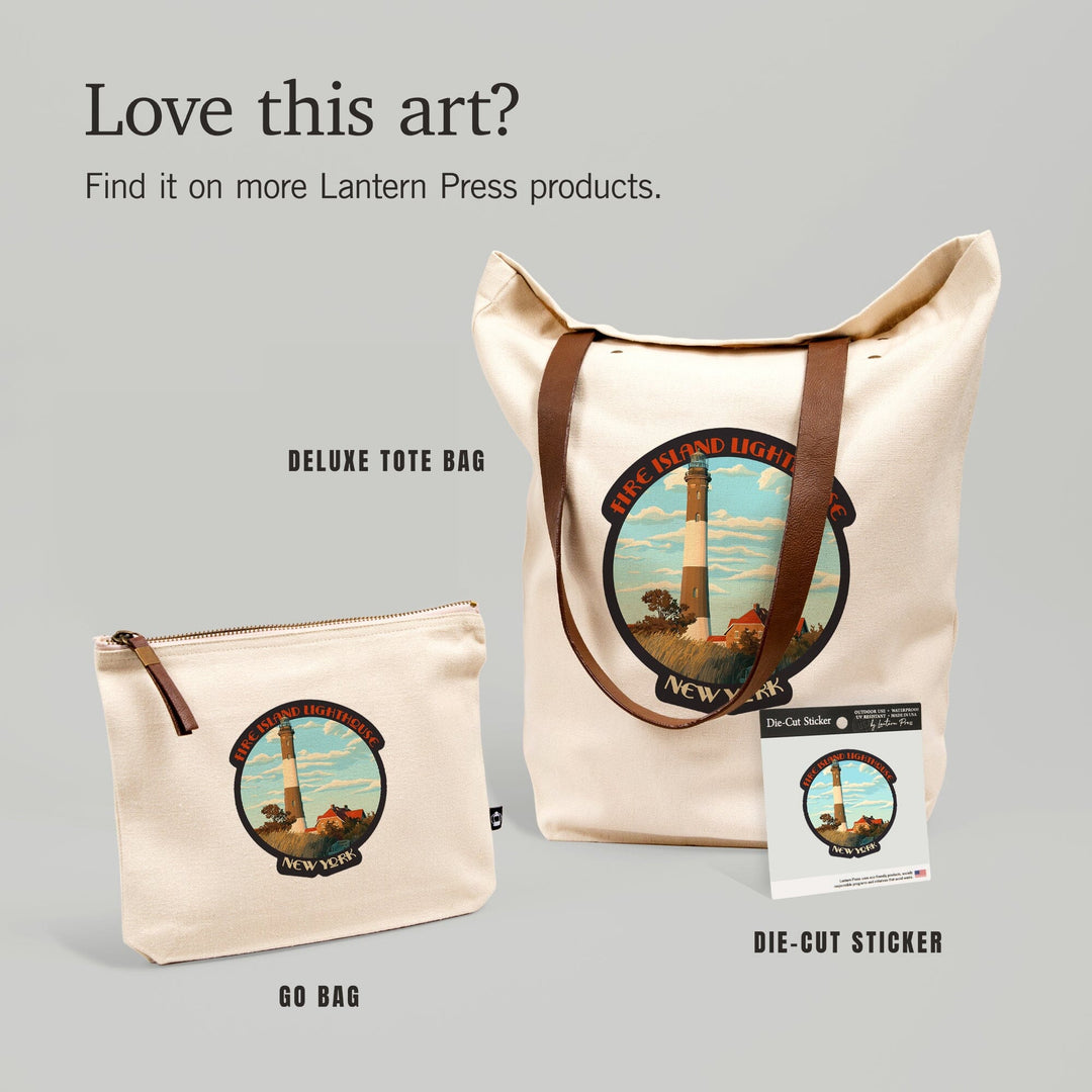 Captree Island, New York, Fire Island Lighthouses, Contour, Lantern Press Artwork, Vinyl Sticker - Lantern Press