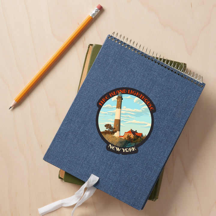 Captree Island, New York, Fire Island Lighthouses, Contour, Lantern Press Artwork, Vinyl Sticker - Lantern Press