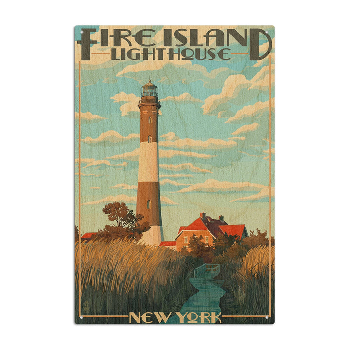 Captree Island, New York, Fire Island Lighthouses, Lantern Press Artwork, Wood Signs and Postcards - Lantern Press