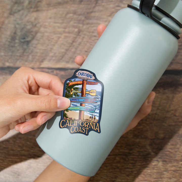 Carlsbad, California, Destinations Sign, Contour, Lantern Press Artwork, Vinyl Sticker - Lantern Press