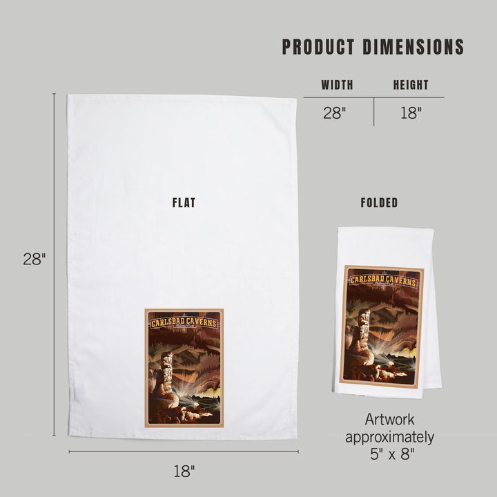 Carlsbad Cavern National Park, Lithograph, Organic Cotton Kitchen Tea Towels Kitchen Lantern Press