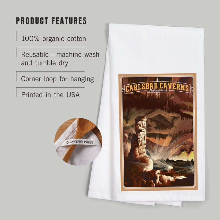 Carlsbad Cavern National Park, Lithograph, Organic Cotton Kitchen Tea Towels Kitchen Lantern Press