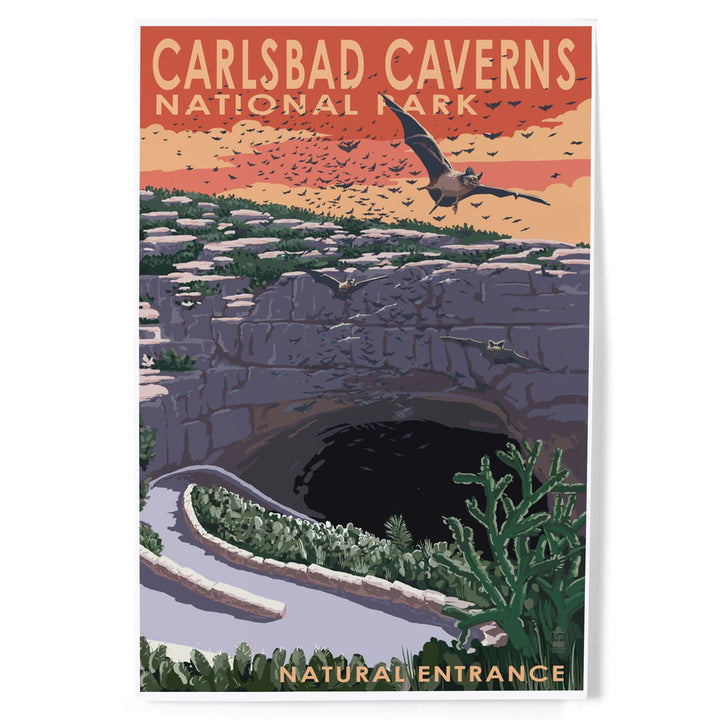 Carlsbad Caverns National Park, New Mexico, Natural Entrance, Painterly Series, Art & Giclee Prints - Lantern Press