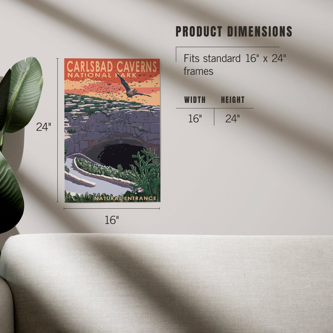 Carlsbad Caverns National Park, New Mexico, Natural Entrance, Painterly Series, Art & Giclee Prints - Lantern Press