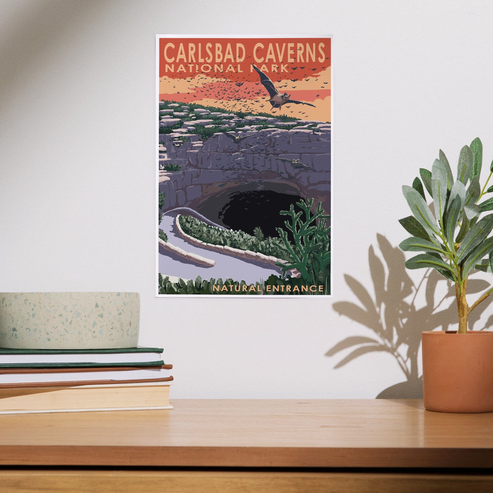 Carlsbad Caverns National Park, New Mexico, Natural Entrance, Painterly Series, Art & Giclee Prints - Lantern Press