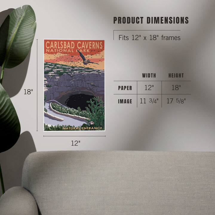 Carlsbad Caverns National Park, New Mexico, Natural Entrance, Painterly Series, Art & Giclee Prints - Lantern Press