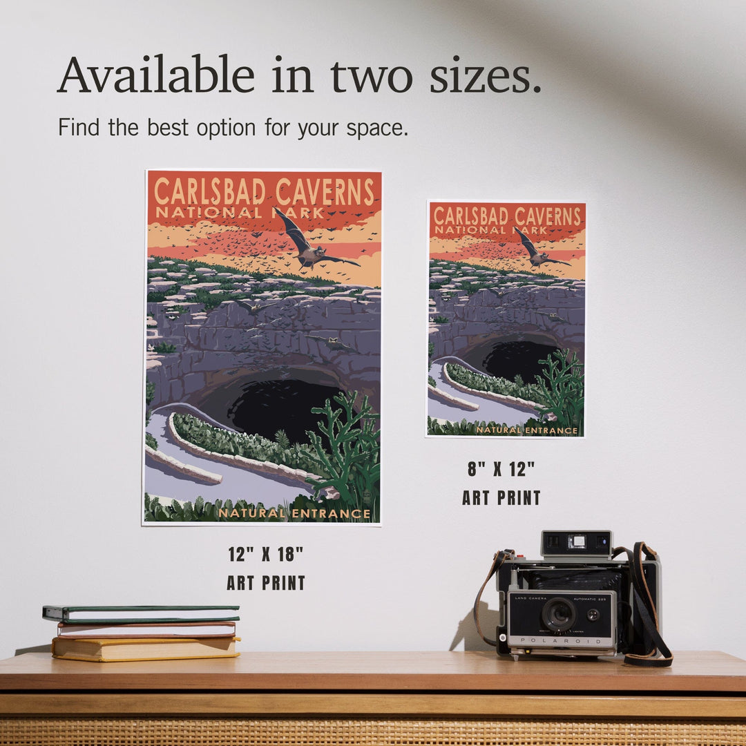 Carlsbad Caverns National Park, New Mexico, Natural Entrance, Painterly Series, Art & Giclee Prints - Lantern Press