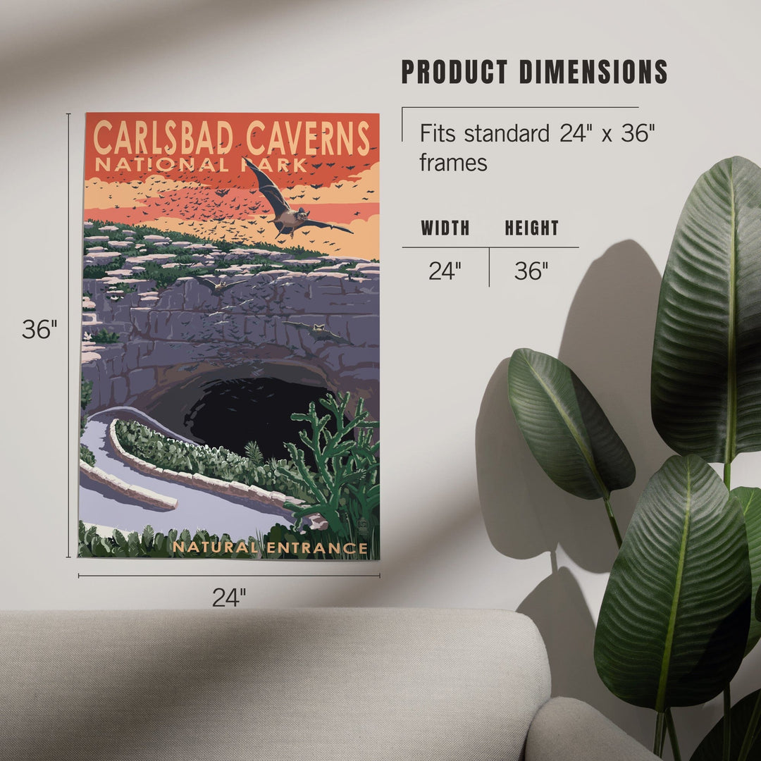 Carlsbad Caverns National Park, New Mexico, Natural Entrance, Painterly Series, Art & Giclee Prints - Lantern Press