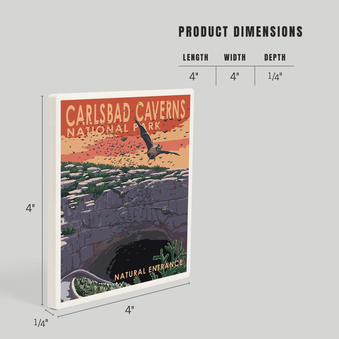 Carlsbad Caverns National Park, New Mexico, Natural Entrance, Painterly Series, Coasters Coasters Lantern Press