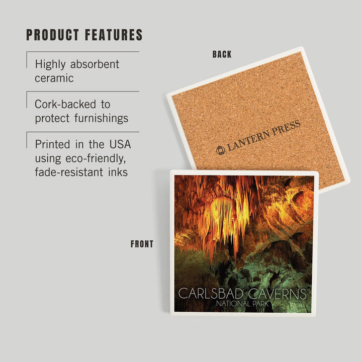 Carlsbad Caverns National Park, New Mexico, Stalactite Chandelier, Coasters Coasters Lantern Press