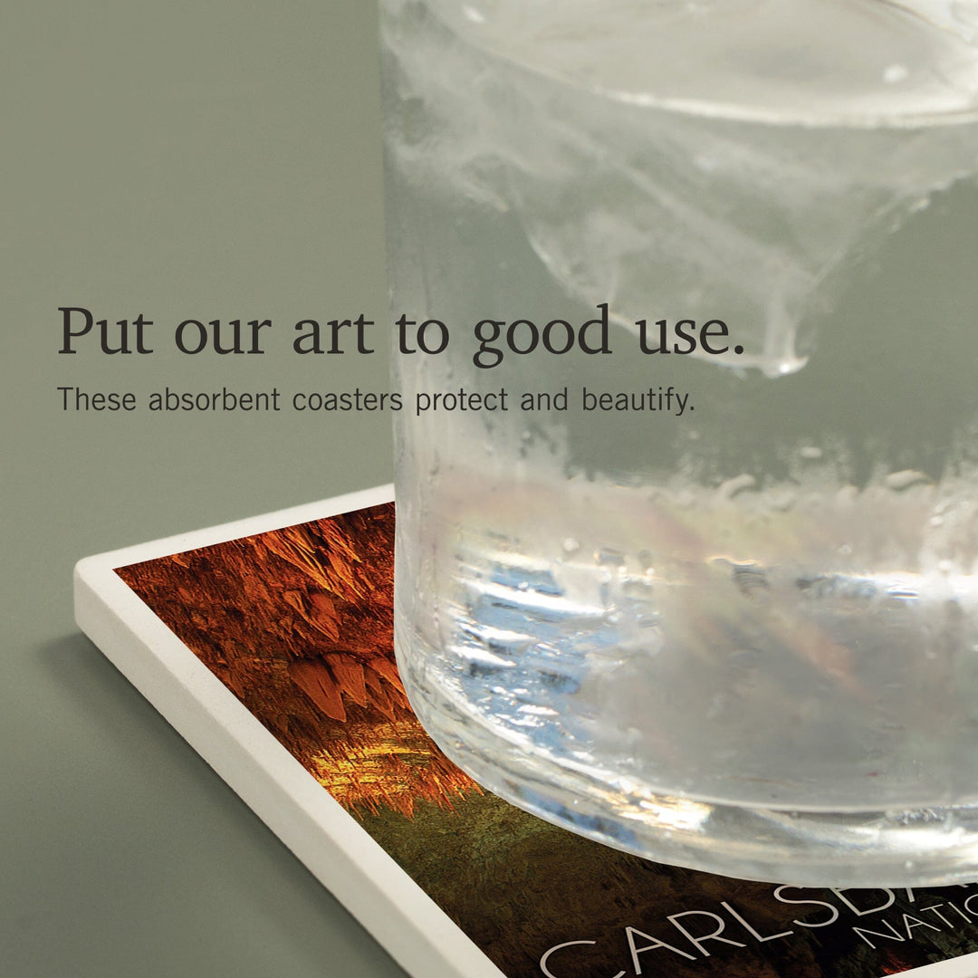 Carlsbad Caverns National Park, New Mexico, Stalactite Chandelier, Coasters Coasters Lantern Press