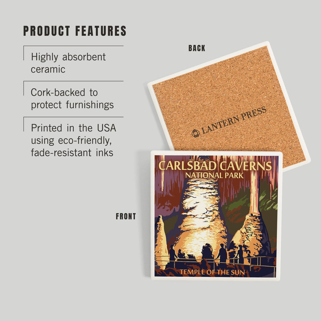 Carlsbad Caverns National Park, New Mexico, Temple of the Sun, Painterly Series, Coasters Coasters Lantern Press