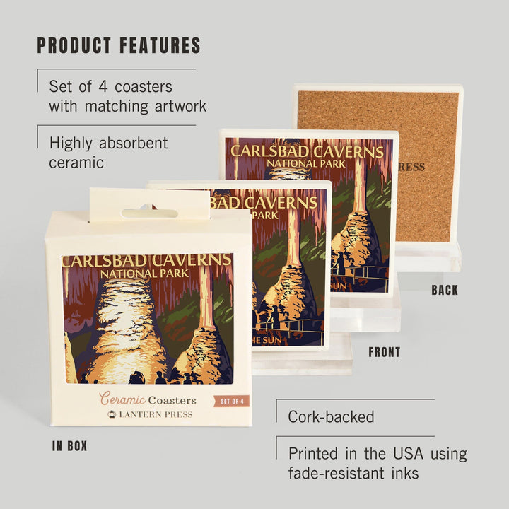 Carlsbad Caverns National Park, New Mexico, Temple of the Sun, Painterly Series, Coasters Coasters Lantern Press