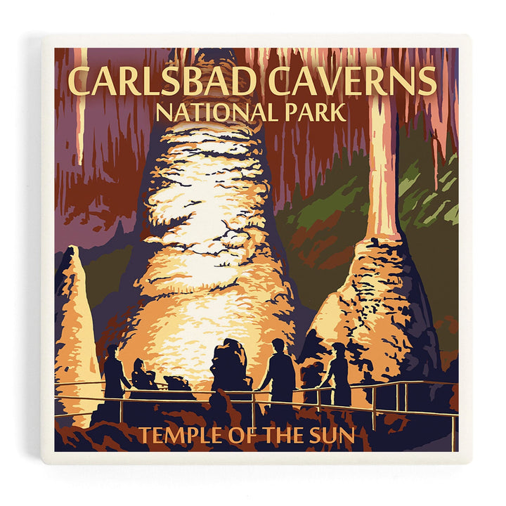 Carlsbad Caverns National Park, New Mexico, Temple of the Sun, Painterly Series, Coasters Coasters Lantern Press Coaster