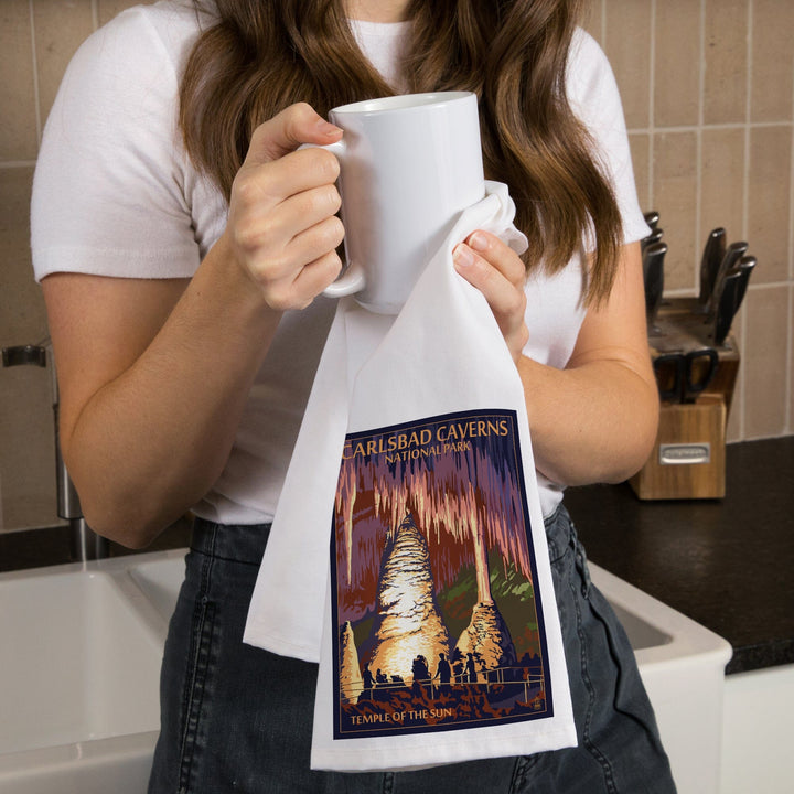 Carlsbad Caverns National Park, New Mexico, Temple of the Sun, Painterly Series, Organic Cotton Kitchen Tea Towels Kitchen Lantern Press