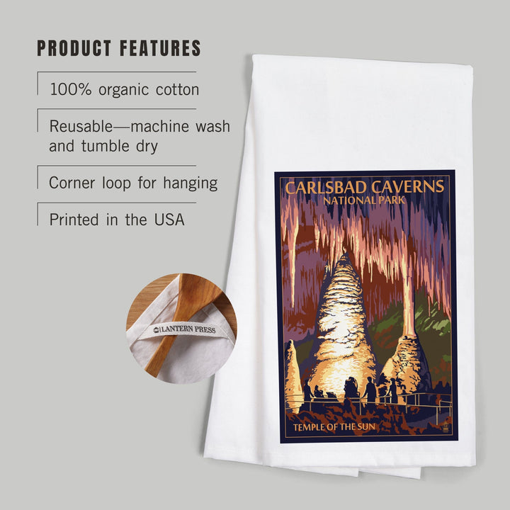 Carlsbad Caverns National Park, New Mexico, Temple of the Sun, Painterly Series, Organic Cotton Kitchen Tea Towels Kitchen Lantern Press