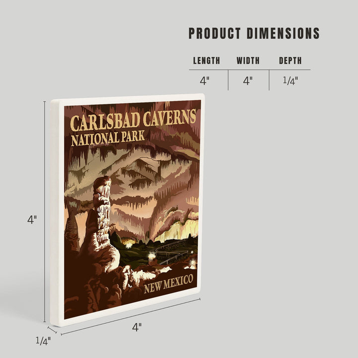 Carlsbad Caverns National Park, New Mexico, The Big Room, Lithograph, Coasters Coasters Lantern Press