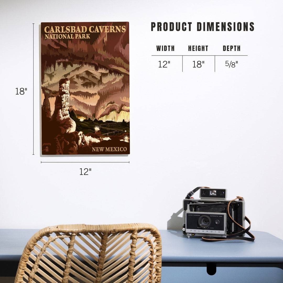 Carlsbad Caverns National Park, New Mexico, The Big Room, Lithograph, Wood Signs and Postcards Wood Lantern Press