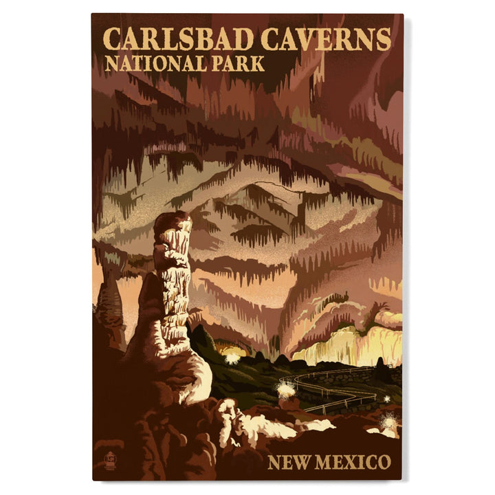 Carlsbad Caverns National Park, New Mexico, The Big Room, Lithograph, Wood Signs and Postcards Wood Lantern Press