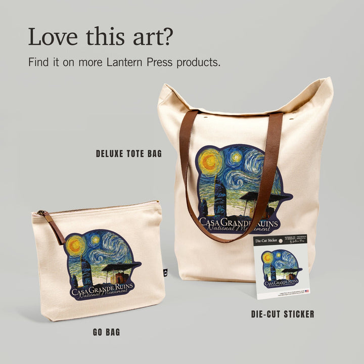 Casa Grande Ruins National Monument, Arizona, Starry Night, Contour, Lantern Press Artwork, Vinyl Sticker - Lantern Press