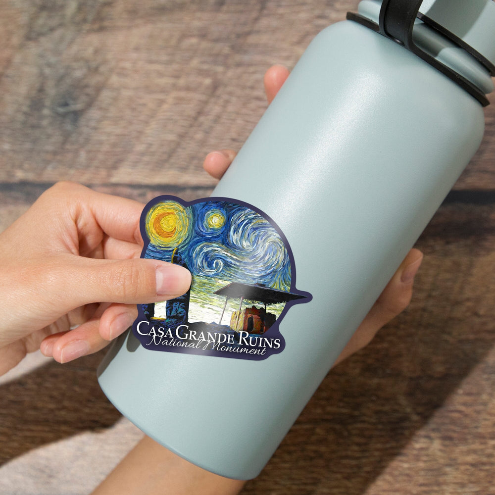Casa Grande Ruins National Monument, Arizona, Starry Night, Contour, Lantern Press Artwork, Vinyl Sticker - Lantern Press